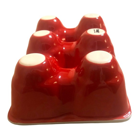Tag Red Egg Carton Holder 6 Cup Ceramic Fridge Easter Display Farmhouse NWOT - Picture 3 of 3